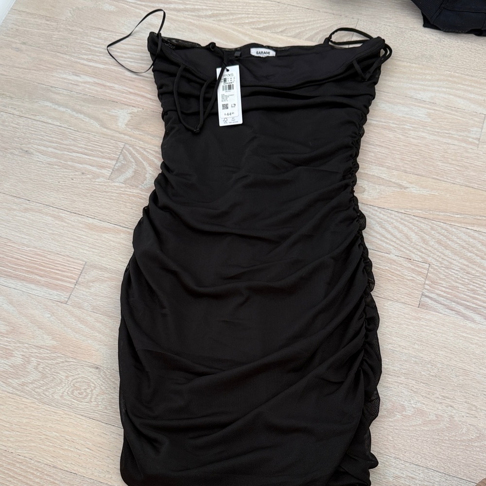 Garage Black Strapless Ruched Dress